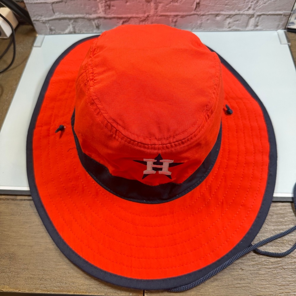 Houston Astros Bucket Hat Mens OSFM Orange Navy Wide Brim Sun Hat Xfinity Logo
